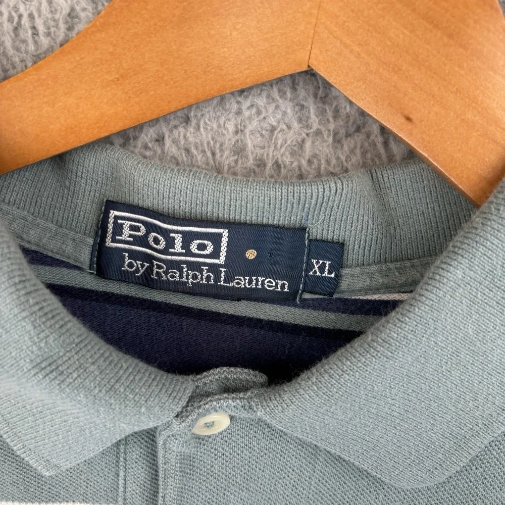 Polo Ralph‎ Lauren Classic Striped Polo Shirt Mens XL Blue Green Pony Y2K